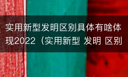 实用新型发明区别具体有啥体现2022（实用新型 发明 区别）