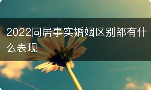 2022同居事实婚姻区别都有什么表现