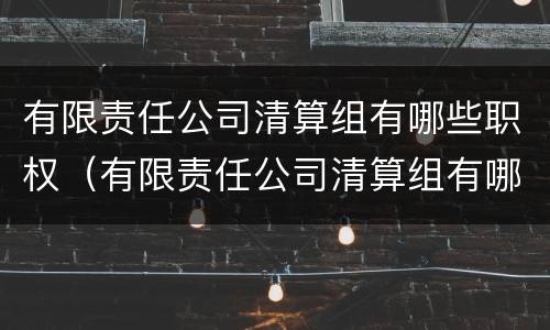 有限责任公司清算组有哪些职权（有限责任公司清算组有哪些职权组成）