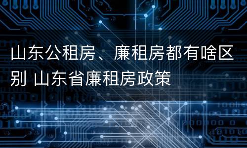 山东公租房、廉租房都有啥区别 山东省廉租房政策