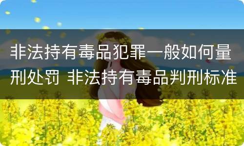 非法持有毒品犯罪一般如何量刑处罚 非法持有毒品判刑标准