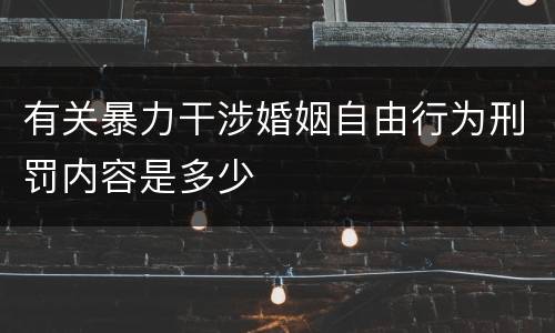 有关暴力干涉婚姻自由行为刑罚内容是多少