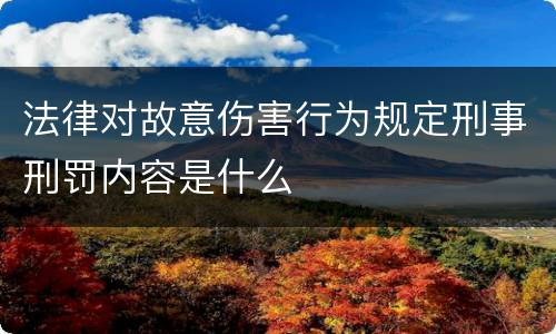 法律对故意伤害行为规定刑事刑罚内容是什么