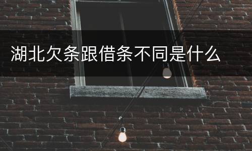 湖北欠条跟借条不同是什么