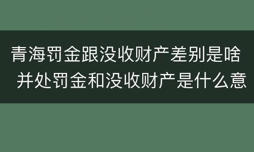青海罚金跟没收财产差别是啥 并处罚金和没收财产是什么意思