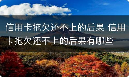 信用卡拖欠还不上的后果 信用卡拖欠还不上的后果有哪些