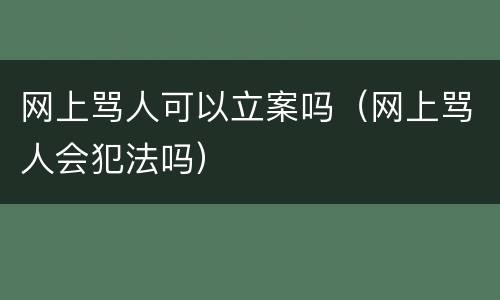网上骂人可以立案吗（网上骂人会犯法吗）