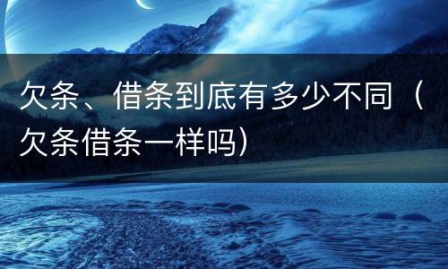 欠条、借条到底有多少不同（欠条借条一样吗）