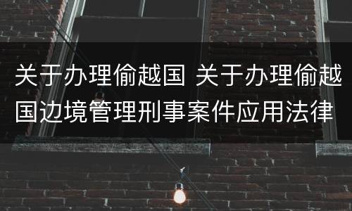 关于办理偷越国 关于办理偷越国边境管理刑事案件应用法律