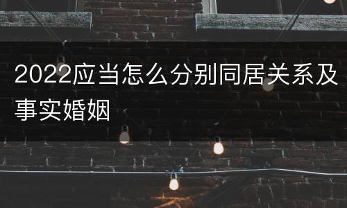 2022应当怎么分别同居关系及事实婚姻
