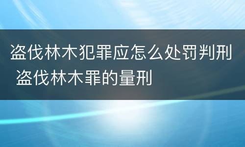 盗伐林木犯罪应怎么处罚判刑 盗伐林木罪的量刑
