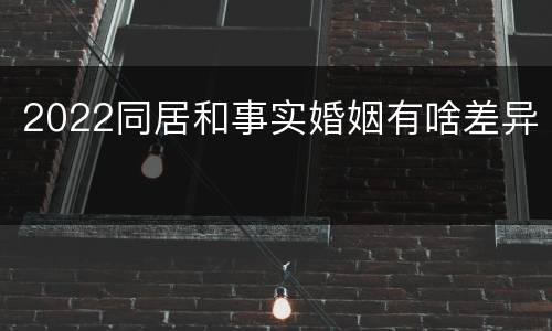 2022同居和事实婚姻有啥差异