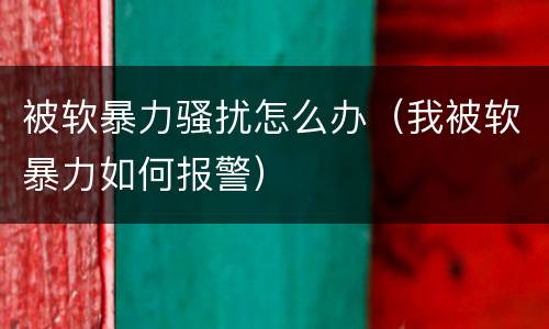 被软暴力骚扰怎么办（我被软暴力如何报警）