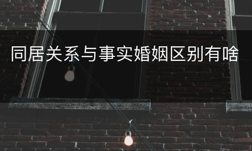 同居关系与事实婚姻区别有啥