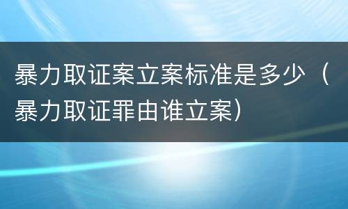 暴力取证案立案标准是多少（暴力取证罪由谁立案）
