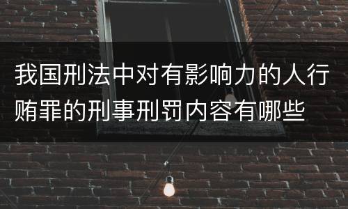 我国刑法中对有影响力的人行贿罪的刑事刑罚内容有哪些