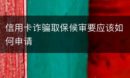 信用卡诈骗取保候审要应该如何申请