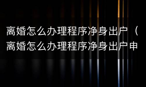 离婚怎么办理程序净身出户（离婚怎么办理程序净身出户申请）
