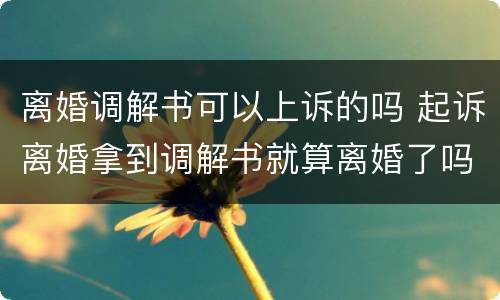 离婚调解书可以上诉的吗 起诉离婚拿到调解书就算离婚了吗