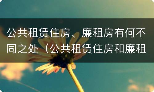 公共租赁住房、廉租房有何不同之处（公共租赁住房和廉租住房的区别）
