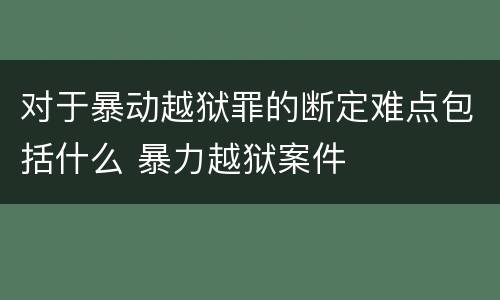 对于暴动越狱罪的断定难点包括什么 暴力越狱案件