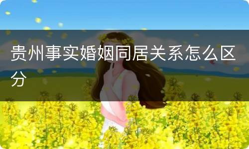贵州事实婚姻同居关系怎么区分