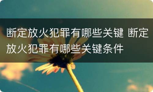 断定放火犯罪有哪些关键 断定放火犯罪有哪些关键条件