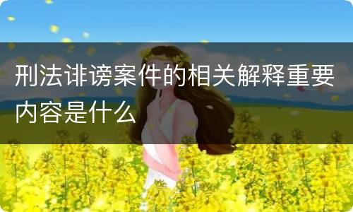 刑法诽谤案件的相关解释重要内容是什么