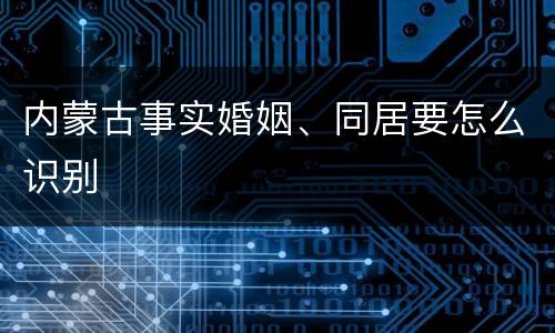 内蒙古事实婚姻、同居要怎么识别