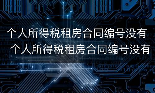 个人所得税租房合同编号没有 个人所得税租房合同编号没有怎么办