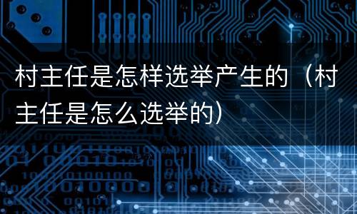 村主任是怎样选举产生的（村主任是怎么选举的）
