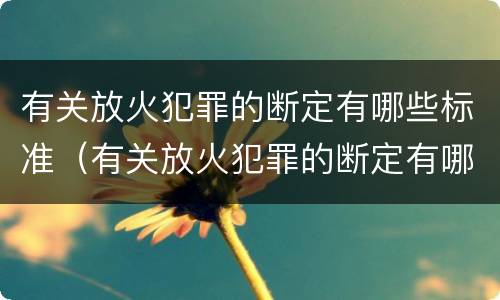 有关放火犯罪的断定有哪些标准（有关放火犯罪的断定有哪些标准呢）