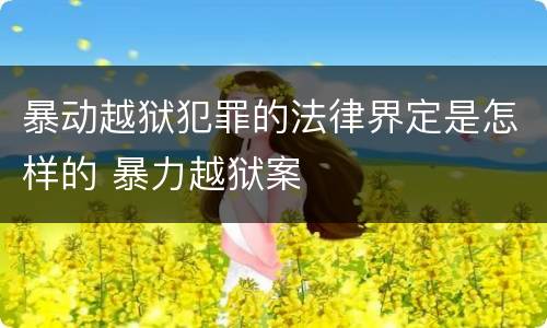 暴动越狱犯罪的法律界定是怎样的 暴力越狱案