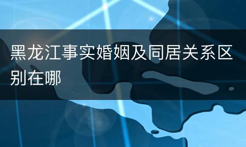 黑龙江事实婚姻及同居关系区别在哪