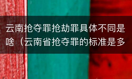 云南抢夺罪抢劫罪具体不同是啥（云南省抢夺罪的标准是多少?）