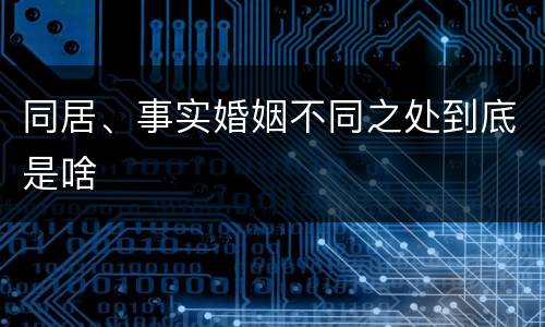同居、事实婚姻不同之处到底是啥