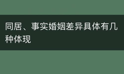 同居、事实婚姻差异具体有几种体现
