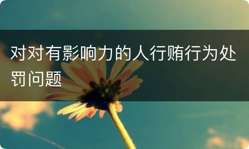 对对有影响力的人行贿行为处罚问题