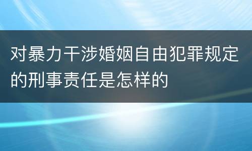 对暴力干涉婚姻自由犯罪规定的刑事责任是怎样的