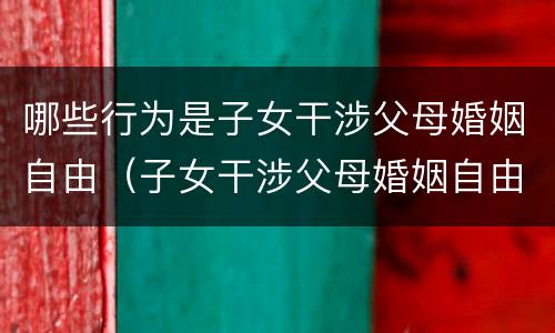 哪些行为是子女干涉父母婚姻自由（子女干涉父母婚姻自由的界定）