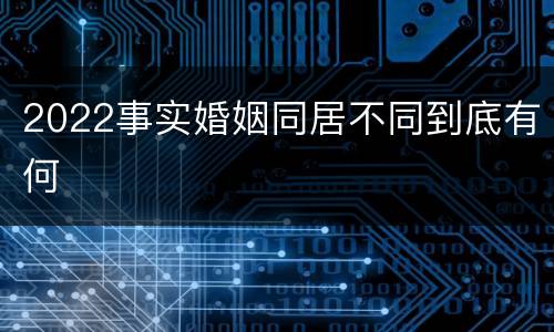 2022事实婚姻同居不同到底有何