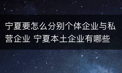宁夏要怎么分别个体企业与私营企业 宁夏本土企业有哪些