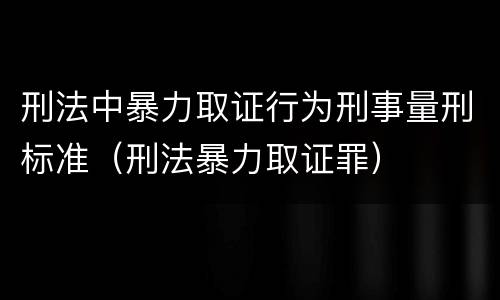 刑法中暴力取证行为刑事量刑标准（刑法暴力取证罪）