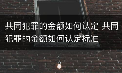共同犯罪的金额如何认定 共同犯罪的金额如何认定标准