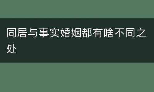 同居与事实婚姻都有啥不同之处