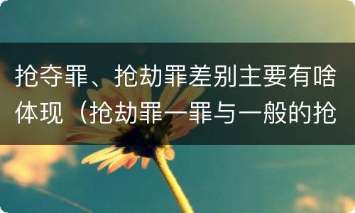 抢夺罪、抢劫罪差别主要有啥体现（抢劫罪一罪与一般的抢劫罪区别）