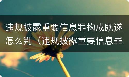 违规披露重要信息罪构成既遂怎么判（违规披露重要信息罪构成既遂怎么判刑）