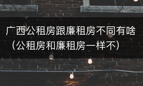 广西公租房跟廉租房不同有啥（公租房和廉租房一样不）