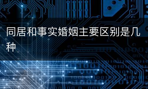 同居和事实婚姻主要区别是几种