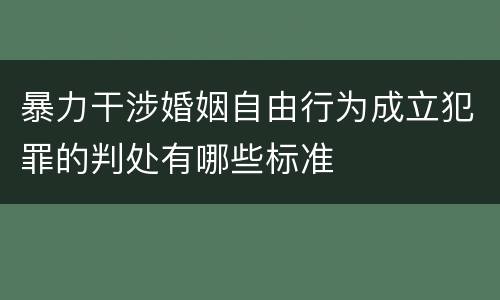 暴力干涉婚姻自由行为成立犯罪的判处有哪些标准